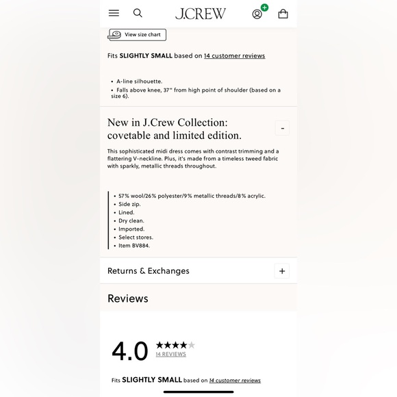 J Crew Collection V-neck lady dress in tinsel tweed size 8 BV884 - Picture 9 of 9